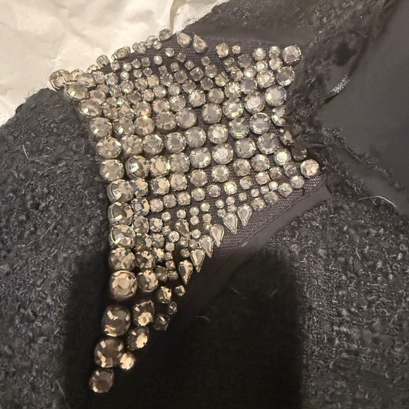 Zara Black  tweed mid length jacket with embellished shoulders - Picture 4 of 4